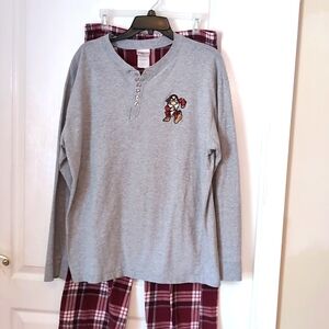 Disney 2 Pc "Grumpy Dwarf" Henley Top & Pants Pajama Set.  Size Large